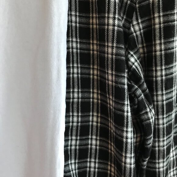 Upcycled Flannel Sleeves Shirt, Size M-L: Oversized Coffee Graphics T-Shirt - Picture 5 of 10